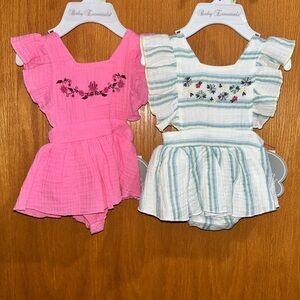Baby Essentials Jumpsuits 1 in Pink and 1 in White Stripes